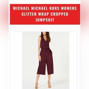 MICHAEL Michael Kors Womens Glitter Wrap Cropped Jumpsuit in Black Size S